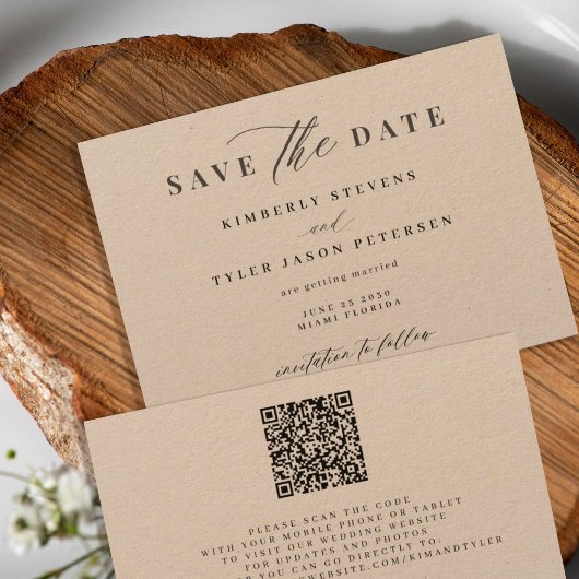 Save The Date QR CODE élégant script simple mariage