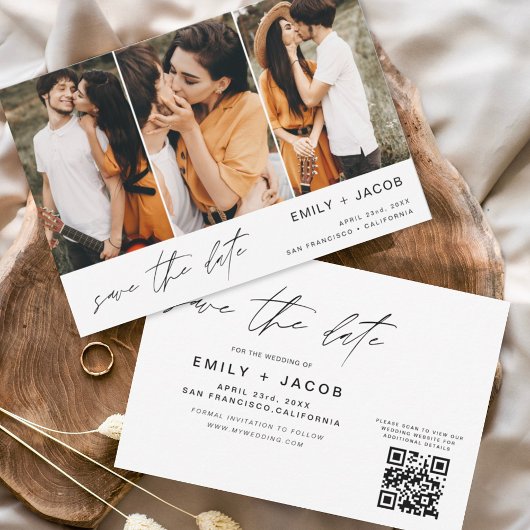 Save The Date QR Code Enregistrer la date 3 Photo Elegant Modern