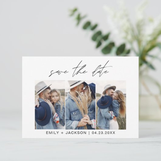 Save The Date QR Code - Enregistrer la date Modern 3 Photo Elega (Debout devant)