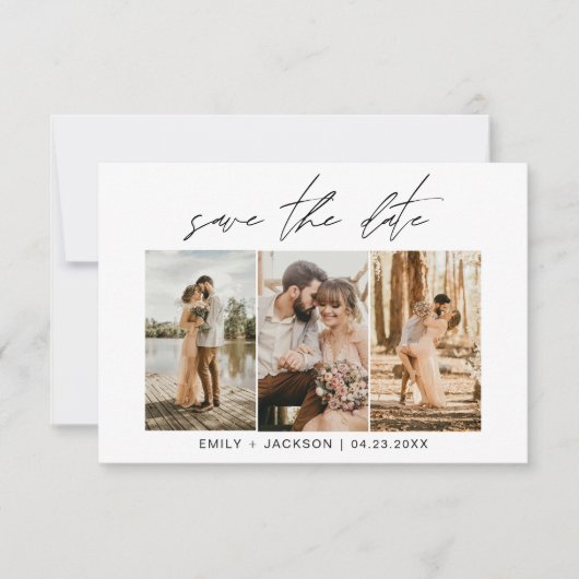 Save The Date QR Code - Enregistrer la date Modern 3 Photo Elega (Devant)