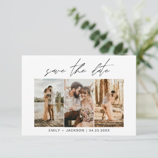 Save The Date QR Code - Enregistrer la date Modern 3 Photo Elega (Debout devant)