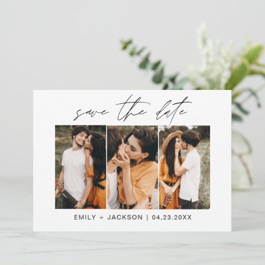 Save The Date QR Code - Enregistrer la date Modern 3 Photo Elega (Debout devant)