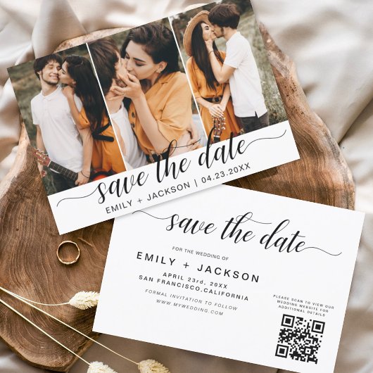 Save The Date QR Code - Enregistrer la date Modern Elegant 3 Pho