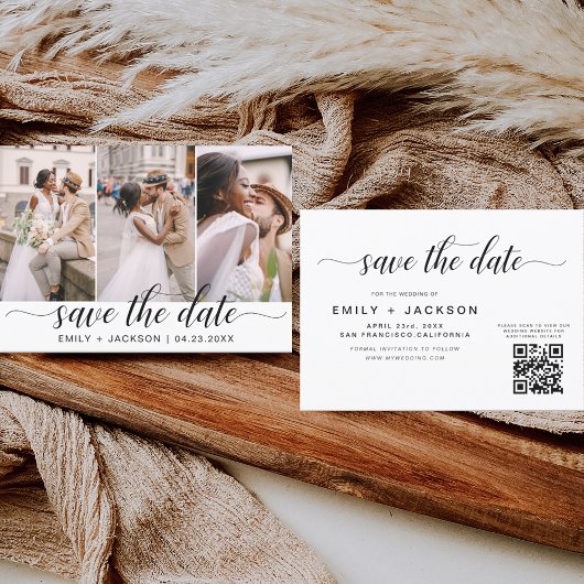 Save The Date QR Code - Enregistrer la date Modern Elegant 3 Pho