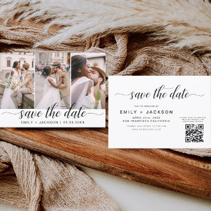 Save The Date QR Code - Enregistrer la date Modern Elegant 3 Pho
