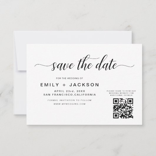 Save The Date QR Code - Enregistrer la date Modern Elegant 3 Pho (Dos)