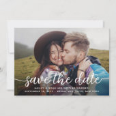 Save The Date QR Code et deux photos Simple Modern Script Mariag (Devant)
