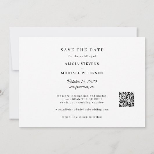 Save The Date QR CODE mieux ensemble script photo mariage (Dos)