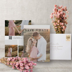 Save The Date QR Code minimaliste Élégant Script 4 Mariage photo