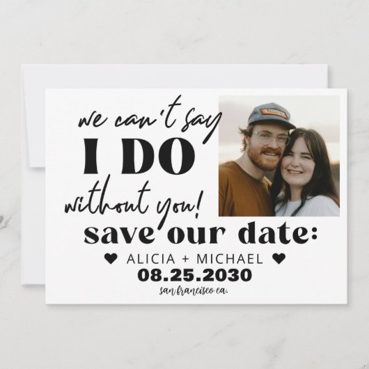 Save The Date QR code modern photo funny casual wedding (Devant)