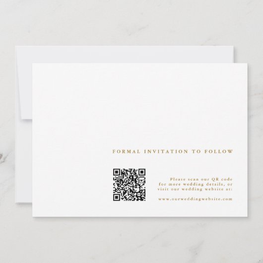 Save The Date QR code Modern Photo Mariage Gold (Dos)