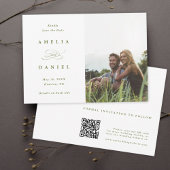 Save The Date QR code Modern Photo Mariage Olive Green