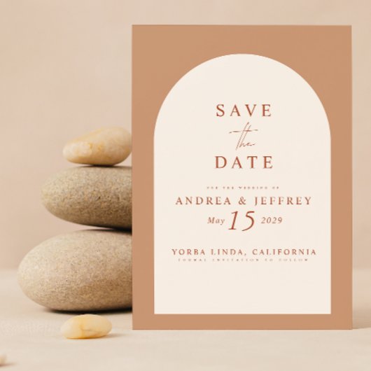 Save The Date QR Code Modern Terracotta Arch Photo Enregistrer L