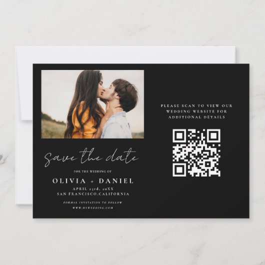 Save The Date QR Code moderne Enregistrer la date 4 Photo Elegan (Dos)