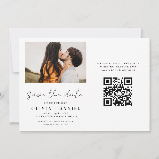 Save The Date QR Code moderne Enregistrer la date 4 Photo Elegan (Dos)