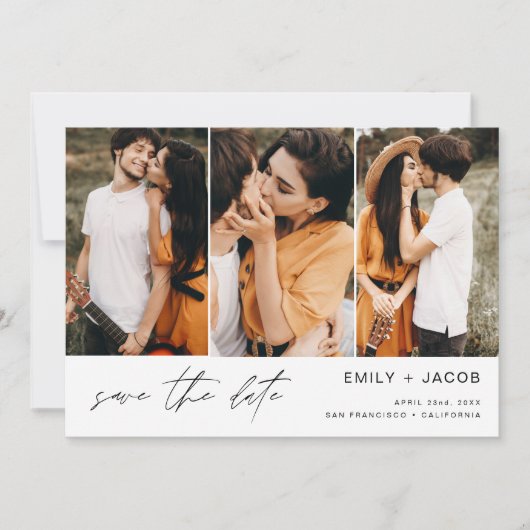 Save The Date QR Code moderne Enregistrer la date 4 Photo Elegan (Devant)