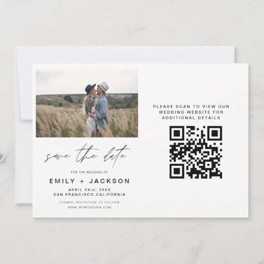 Save The Date QR Code moderne Enregistrer la date 4 Photo Elegan (Dos)