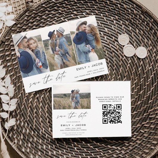 Save The Date QR Code moderne Enregistrer la date 4 Photo Elegan