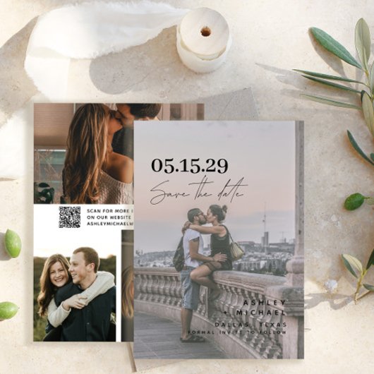 Save The Date QR Code Moderne Vellum Overlay Script 4 Photo
