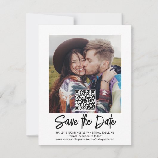 Save The Date QR Code Photo Overlay Simple Modern Script Mariage (Devant)