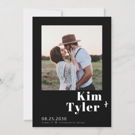 Save The Date QR CODE photo personnalisée mariage de typographie (Devant)