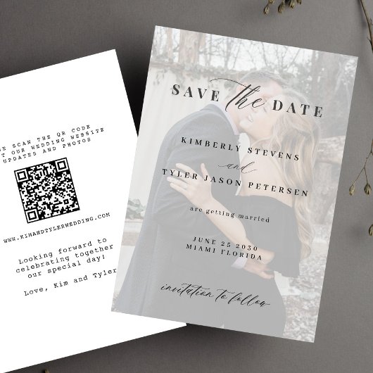 Save The Date QR CODE photo superposition élégant mariage modern