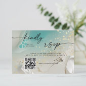 Save The Date QR Code RSVP | Ethereal Shoreline Teal Ocean (Debout devant)