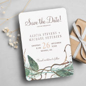 Save The Date QR code rustique mariage forestier d'hiver