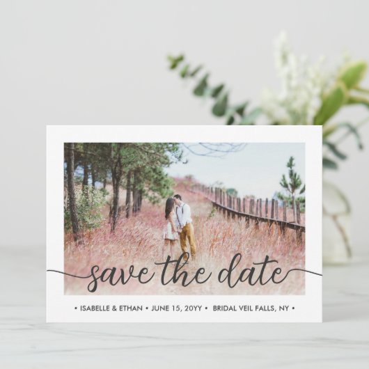 Save The Date QR Code Simple manuscrit Script 2 Mariage photo (Debout devant)