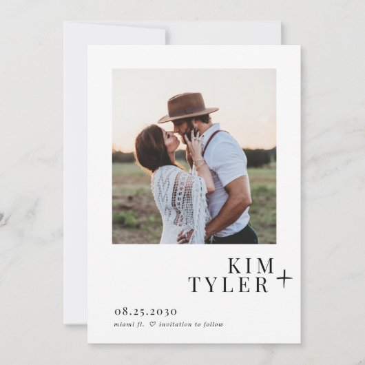 Save The Date QR CODE simple mariage photo moderne (Devant)