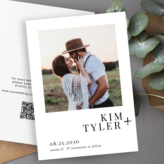 Save The Date QR CODE simple mariage photo moderne
