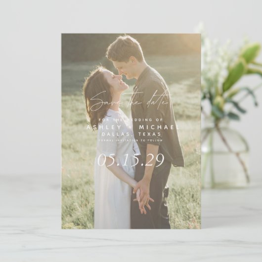 Save The Date QR Code Simple Photo Mariage Website (Debout devant)