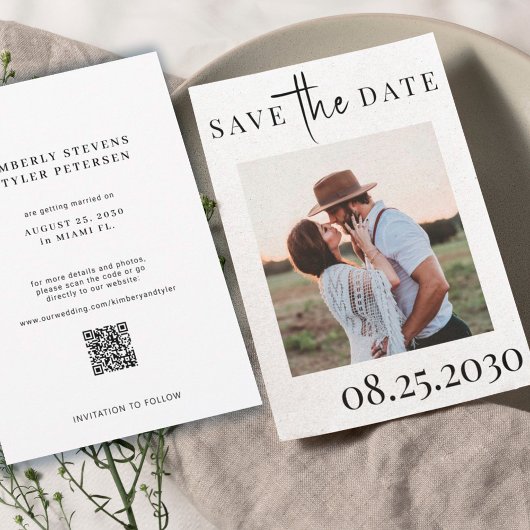 Save The Date QR CODE typographie moderne mariage photo