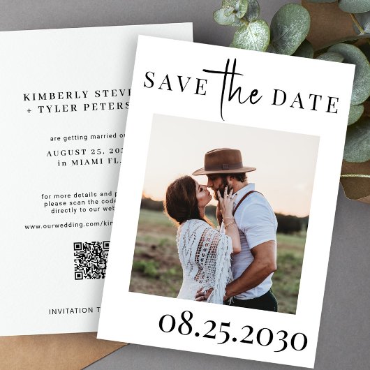 Save The Date QR CODE typographie moderne mariage photo