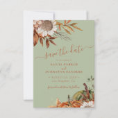 Save The Date QR rustic modern sage green floral wedding (Devant)