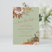 Save The Date QR rustic modern sage green floral wedding (Debout devant)