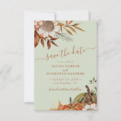 Save The Date QR rustic modern soft green floral wedding (Devant)