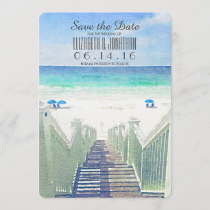 Save The Date Quai Watercolor Beach Enregistrer la date de la