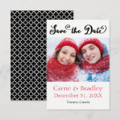 Save The Date Quatrefoil noir en étoile - 3x5 Enregistrer la dat (Devant / Derrière)