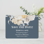 Save The Date QUELQUE CHOSE DE BLEU Floral- MARIAGE horizontal (Debout devant)