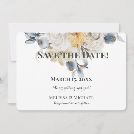 Save The Date QUELQUE CHOSE DE BLEU - MARIAGE horizontal (Devant)