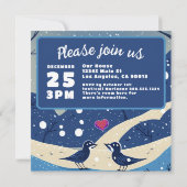 Save The Date Quelque Chose de Bleu Oiseaux d'Hiver de Mariage d (Dos)