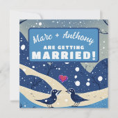 Save The Date Quelque Chose de Bleu Oiseaux d'Hiver de Mariage d (Devant)