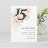 Save The Date Quinceanera 15e anniversaire Rustique Floral (Debout devant)