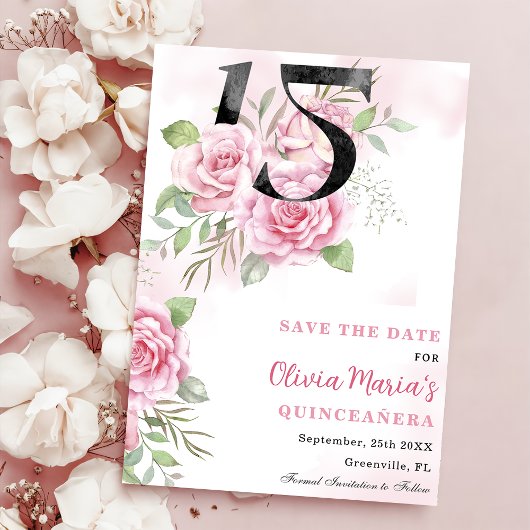 Save The Date Quinceanera 15e anniversaire Rustique Floral