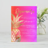 Save The Date Quinceanera, Aquarelle Or Faux Ananas (Debout devant)