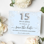 Save The Date Quinceanera bébé bleu argent parties scintillant