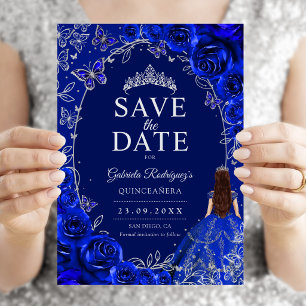 Save The Date Quinceanera Bleu Royal Argent