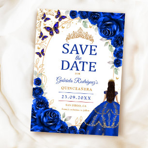 Save The Date Quinceanera Bleu Royal Or Floral