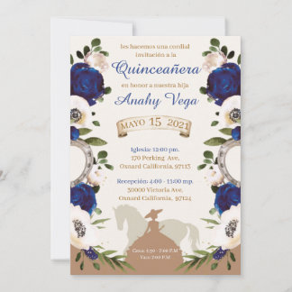 Save The Date Quinceañera Blue Royal Charra, Charro Western